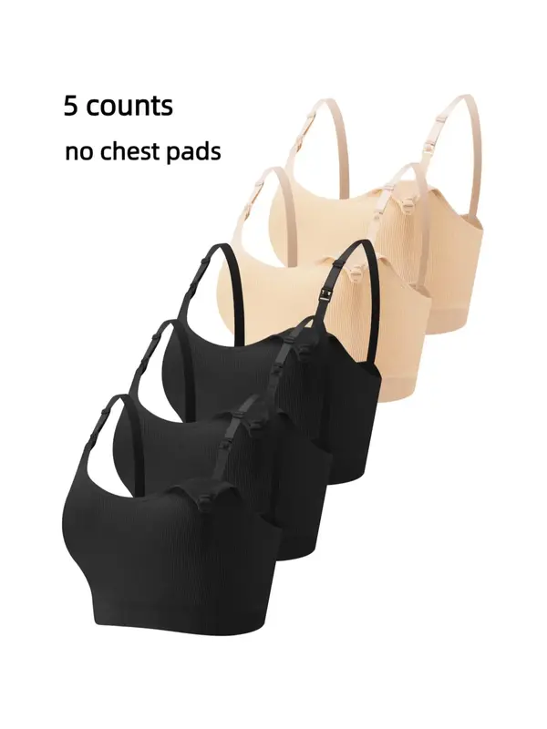 Maternity Solid Color Nursing Bra, Casual Comfortable Adjustable Strap Bra for Daily Wear, Pregnant Women's Lingerie for Al...