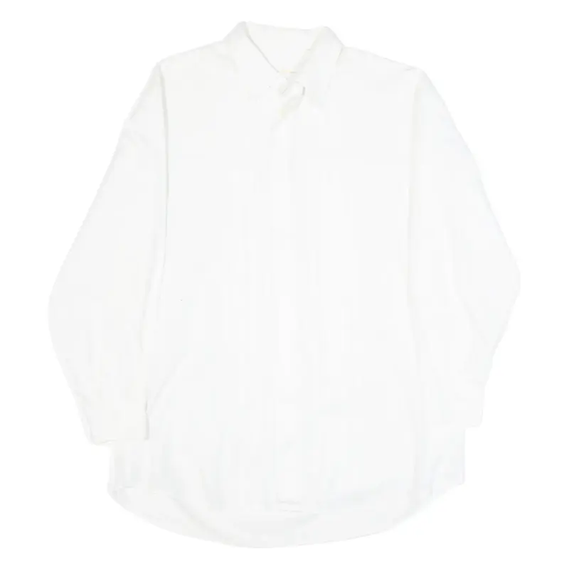 MASSIMO DUTTI Mens Plain Shirt White Long Sleeve M
