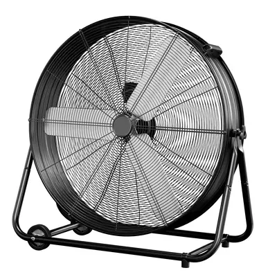 24 Inch Industrial Drum Fan, 320W High Velocity Floor Fan, 3 Speed Heavy Duty Metal Air Circulator, 360° Tilt with Casters H...