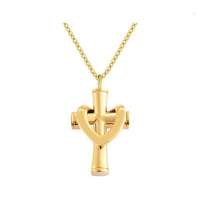 Stainless Steel Cross Cremation Urn Pendant Necklaces