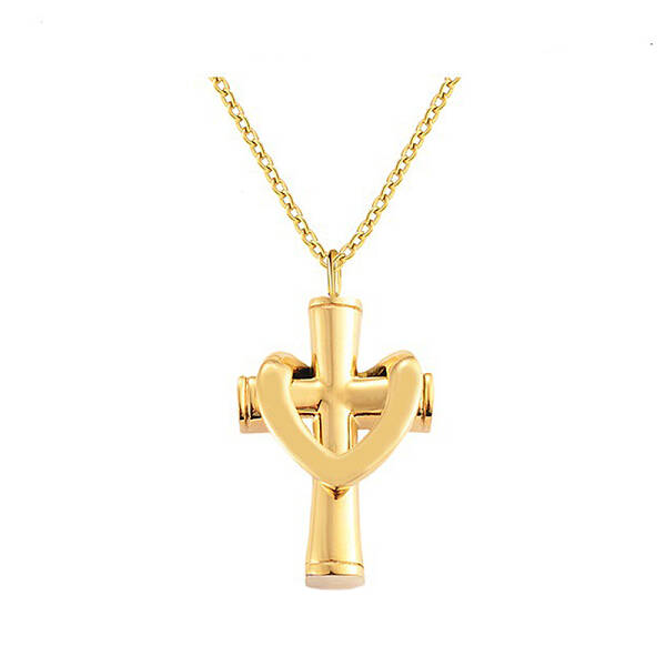 Stainless Steel Cross Cremation Urn Pendant Necklaces