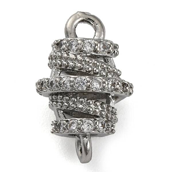 Brass Micro Pave Clear Cubic Zirconia Hollow Oval Connector Charms