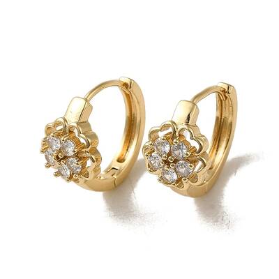 KC Gold Plated Brass Micro Pave Cubic Zirconia Hoop Earring