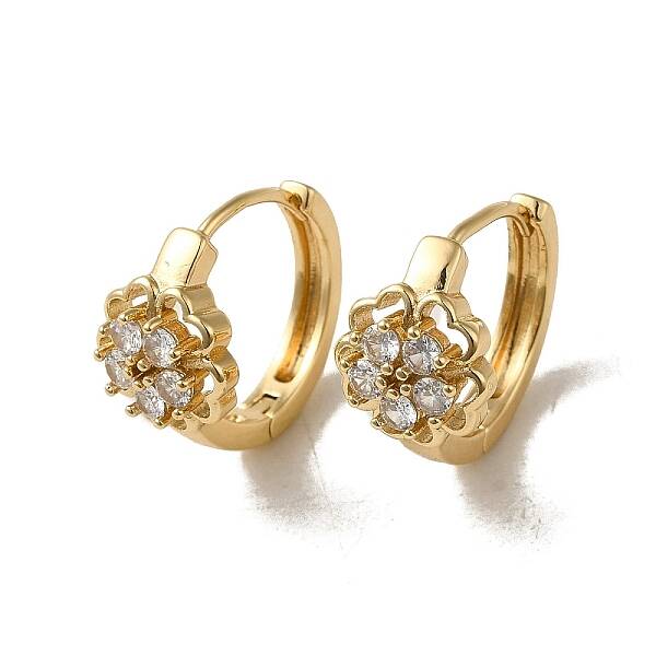KC Gold Plated Brass Micro Pave Cubic Zirconia Hoop Earring