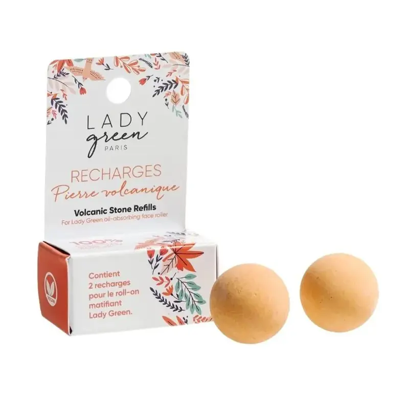 Lady Green 2 refills for mattifying volcanic stone roll-on 18g