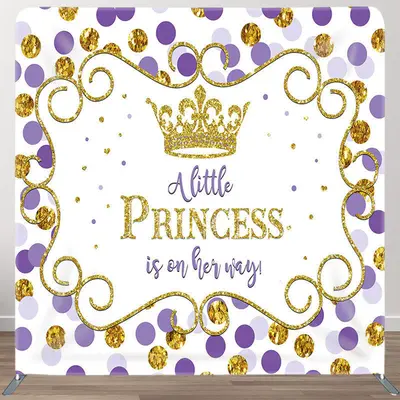 Aperturee Gold Purple Dot Fabric Backdrop Cover for Baby Shower - Aperturee