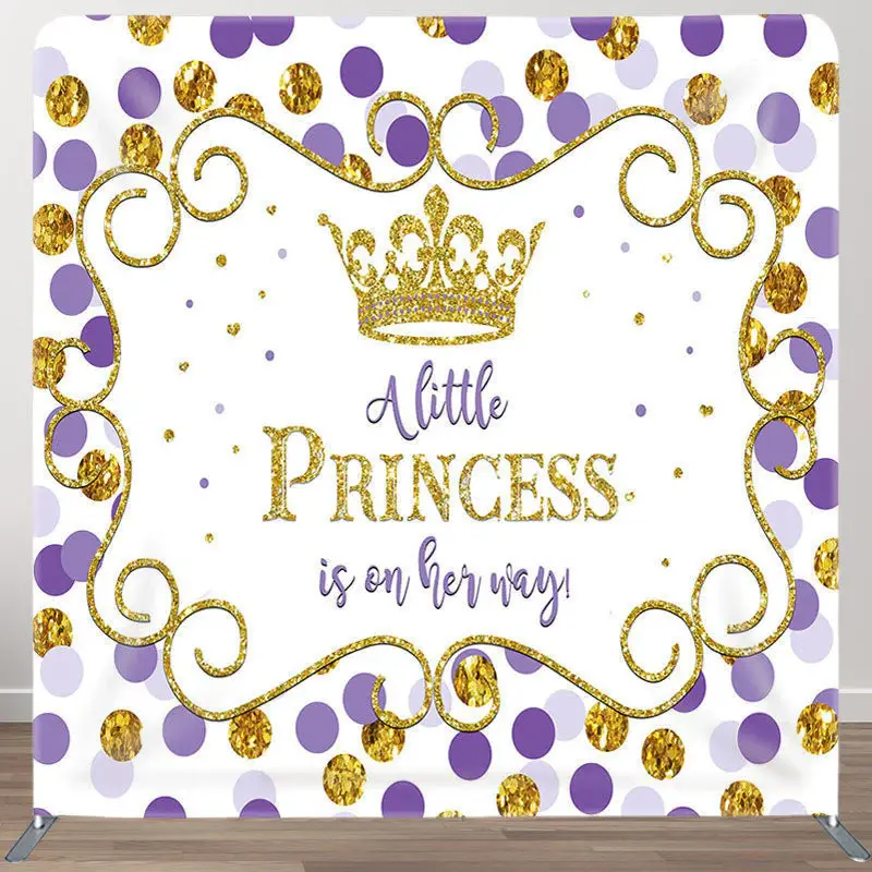 Aperturee Gold Purple Dot Fabric Backdrop Cover for Baby Shower - Aperturee
