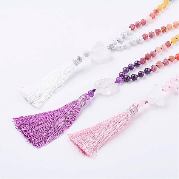 Frosted Natural Weathered Agate and Gemstone Necklace