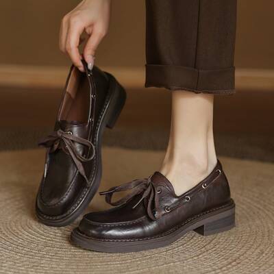 CHIKO Ada Round Toe Block Heels Loafers Shoes