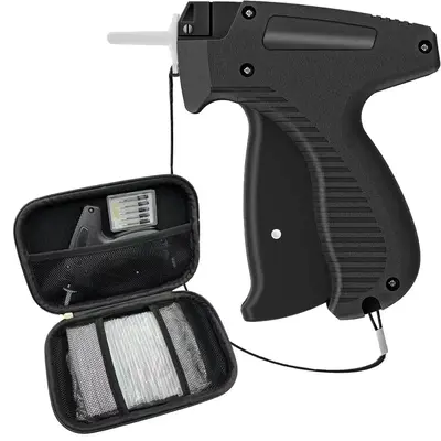 Portable Mini Garment Tag Binder Machine with Box, 1 Set Label Sewing Tool with 5 Needles & 1500pcs Plastic Fastener Barbs, B...