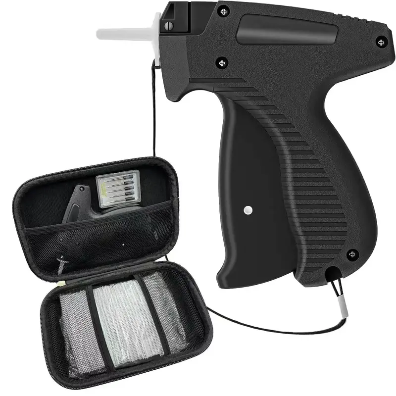 Portable Mini Garment Tag Binder Machine with Box, 1 Set Label Sewing Tool with 5 Needles & 1500pcs Plastic Fastener Barbs, B...