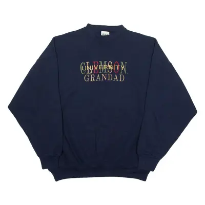 NU SPORT Clemson University Grandad Mens Sweatshirt Blue Crew Neck USA XL