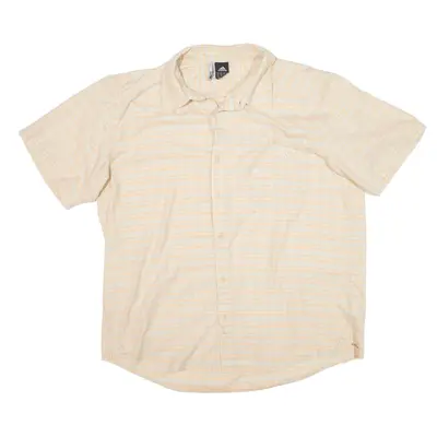 ADIDAS Clima365 Flannel Shirt Beige Striped Short Sleeve Mens XL