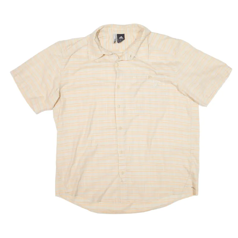 ADIDAS Clima365 Flannel Shirt Beige Striped Short Sleeve Mens XL