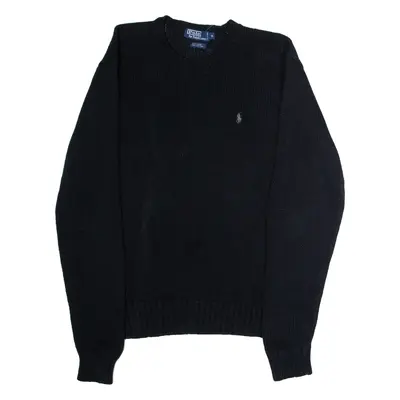 POLO RALPH LAUREN Mens Jumper Blue Crew Neck Tight Knit Linen M