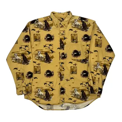 Outdoor Life Graphic Patterned Shirt - Large Yellow Cotton