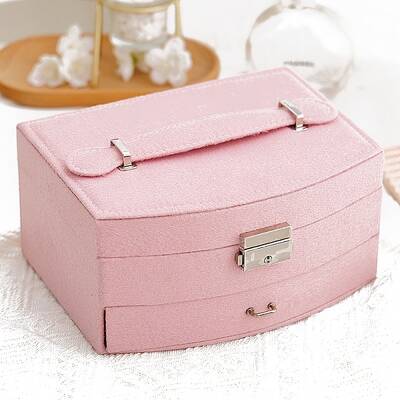 Velvet Jewelry Organizer Storage Drawer Boxes with Handle