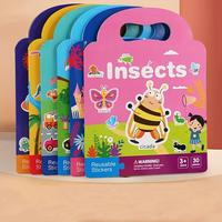 Waterproof Reusable Sticker Book, 3 Counts/set Double-sided Design Sticker Book, Educational Toy for Boys & Girls, Cute Stuff