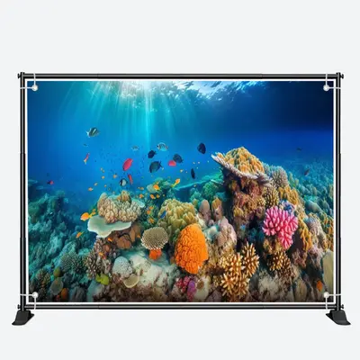 Sea Floor Coralline Fish Light Birthday Backdrop - Aperturee