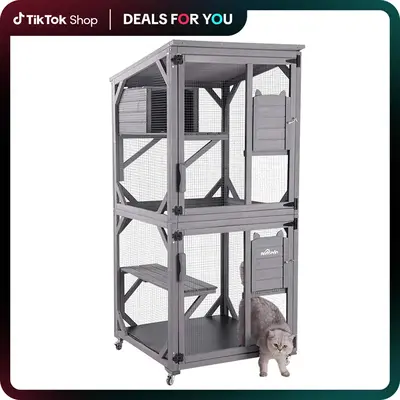 【DealsForYouDays】Cozyvibes Aivituvin-AIR22 Cat House , Outdoor Cat Catio (Inner Space 13.2ft²),Outdoor Cat Enclosure,Con...