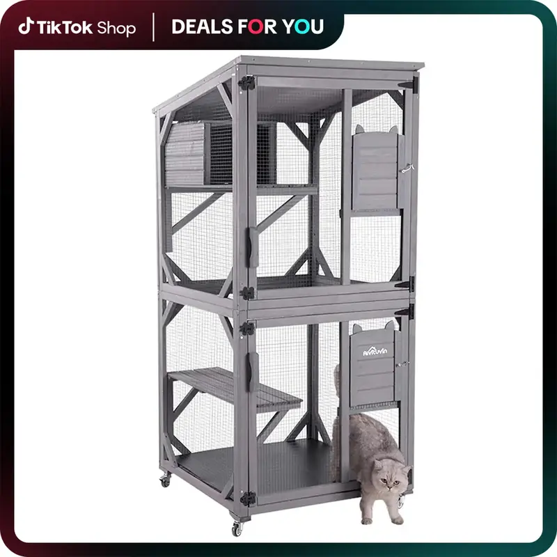 【DealsForYouDays】Cozyvibes Aivituvin-AIR22 Cat House , Outdoor Cat Catio (Inner Space 13.2ft²),Outdoor Cat Enclosure,Con...