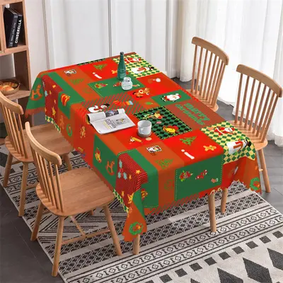 Gingerbread Bell Santa Christmas Trees Tablecloth - Aperturee