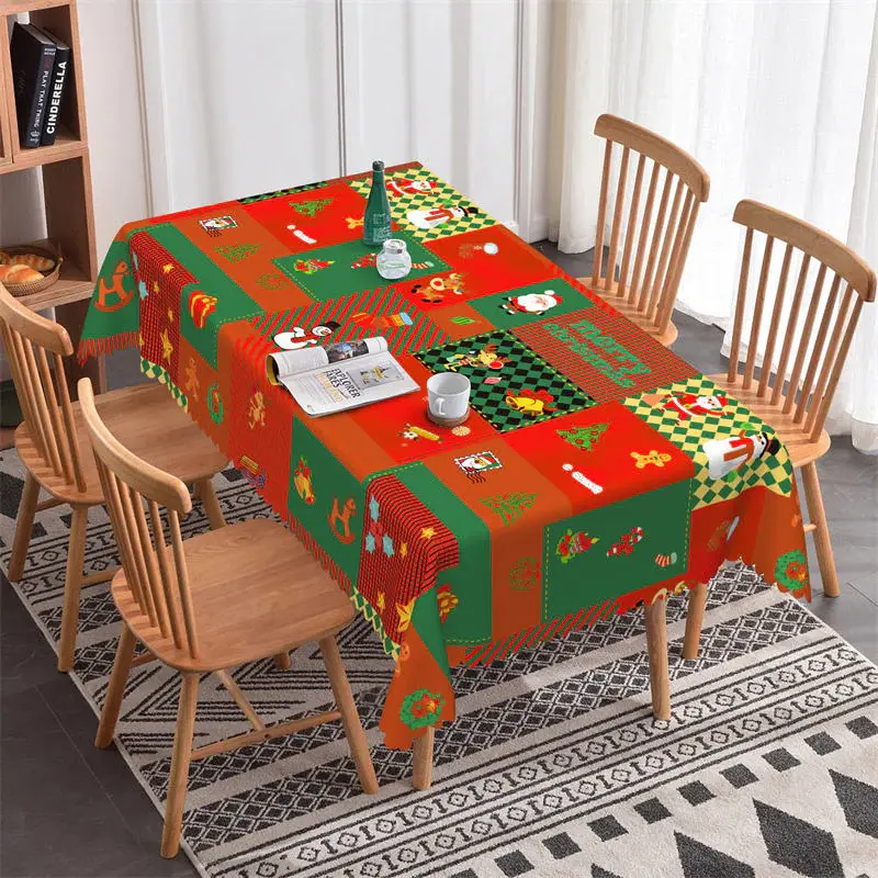 Gingerbread Bell Santa Christmas Trees Tablecloth - Aperturee