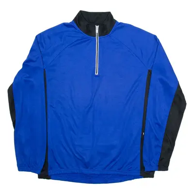 CRANE Cycling Mens Jersey Blue Long Sleeve 1/4 Zip L