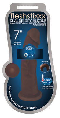 7 Inch Fleshstixxx Silicone Dildo W/o Balls - Chocolate