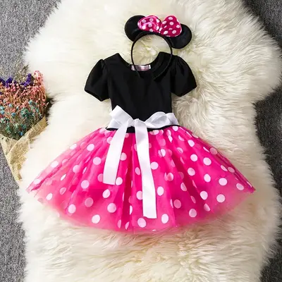 Cute Baby Girl Dress Toddler Girls Summer Clothes Kids Minni Mouse Polka Dot Dress Girls Birthday Cosplay Dress Halloween Car...