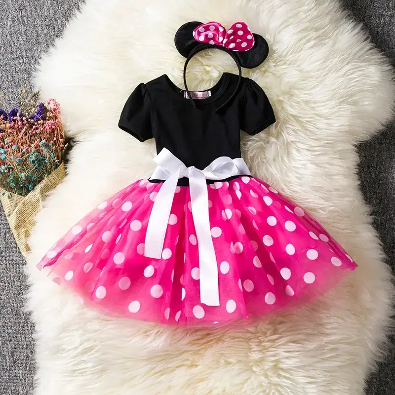 Cute Baby Girl Dress Toddler Girls Summer Clothes Kids Minni Mouse Polka Dot Dress Girls Birthday Cosplay Dress Halloween Car...