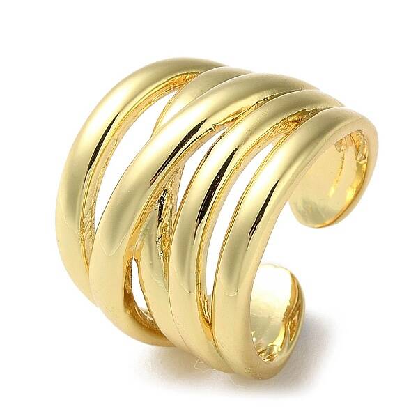 Rack Plating Brass Criss Cross Open Cuff Rings