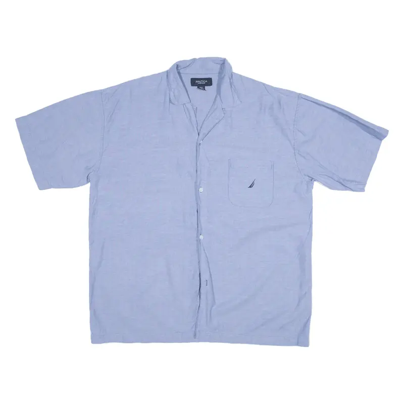NAUTICA Sleepwear Plain Shirt Blue Short Sleeve Mens L