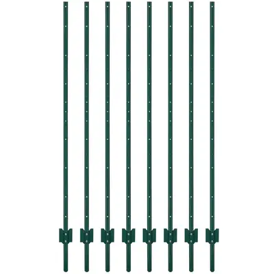 Garvee 7 ft Metal Fence Posts U-Channel Design Heavy Duty Steel Rust-Resistant Green Powder-Coated Adjustable Tabs Garden Yar...