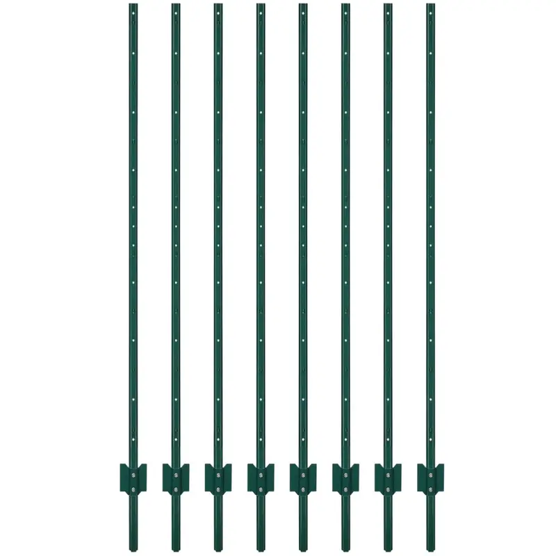Garvee 7 ft Metal Fence Posts U-Channel Design Heavy Duty Steel Rust-Resistant Green Powder-Coated Adjustable Tabs Garden Yar...