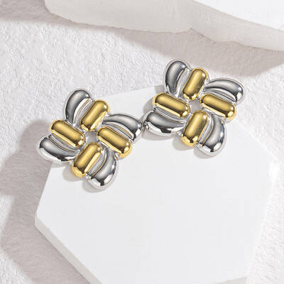 304 Stainless Steel Two Tone Stud Earrings