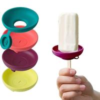 Silicone Ice Cream Holder Stand Set, 4 Counts/set Portable Ice Pop Mold Tray with Carrying Case, Modern Leak-proof Ice Cream ...