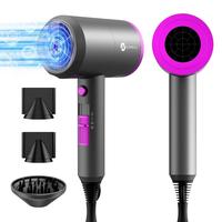 Professional Ionic Hair Dryer - 1800W Power, Fast Drying, Low Noise, with 2 Concentrator Nozzles and 1 Diffuser Attachments