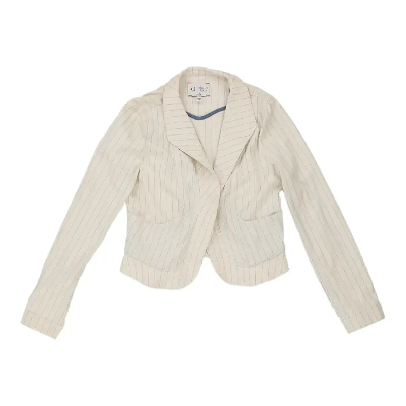 Armani Jeans Striped Jacket - Small White Cotton | Size: small