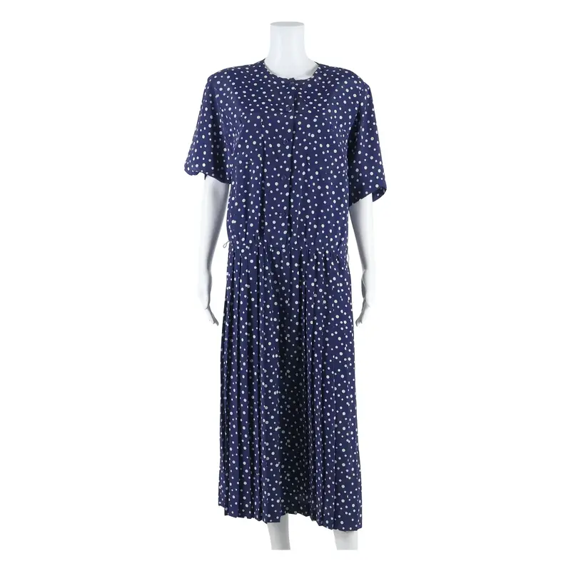 LIZ ROBERTS Womens Day Dress Blue Spotted Short Sleeve Knee Length L