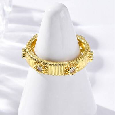 Brass Micro Pave Clear Cubic Zirconia Cuff Rings for Women