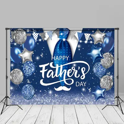 Glitter Balloons Blue Suit Bokeh Fathers Day Backdrop - Aperturee