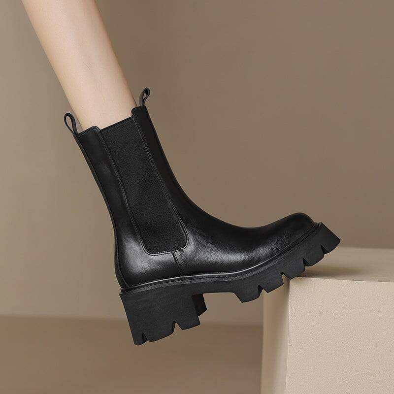 CHIKO Iman Round Toe Block Heels Ankle Boots