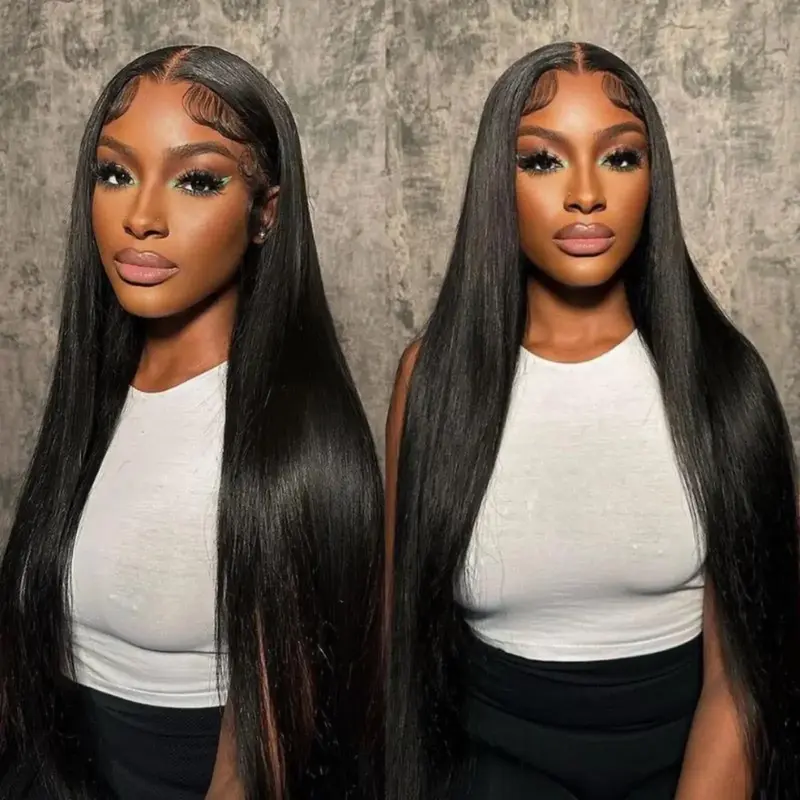 Wiggins Hair Ready And Go Glueless Wig Pre Cut Straight 4x7 Lace Closure Wig Human Hair Pre Bleached Pre Plucked Beginner Fri...