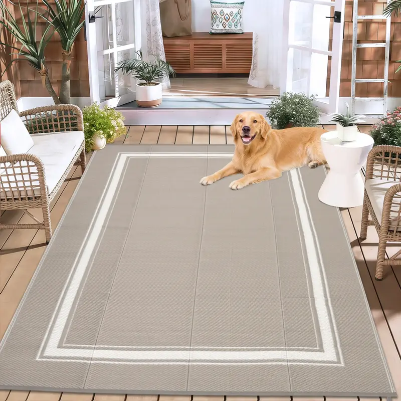 Garvee Reversible Outdoor Rug – Waterproof, UV & Weather Resistant Patio Mat – Easy Clean, Modern Minimalist Design for G...