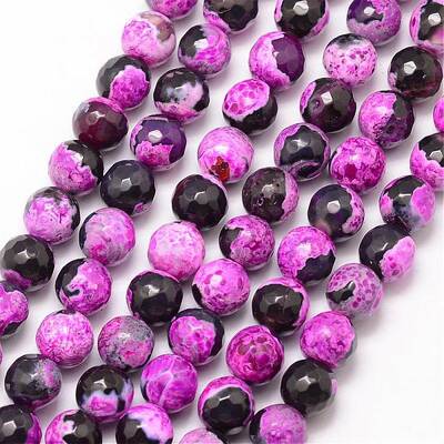 Natural Fire Crackle Agate Bead Strands