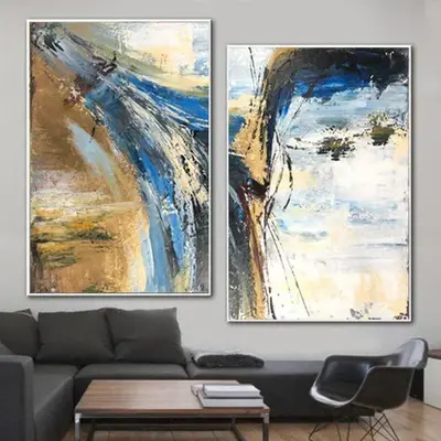 Creative Gold Leaf Painting Set Of 2 Original Colorful Artwork | UNCOVERED IDEA