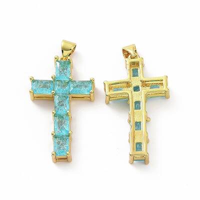 Brass Micro Pave Clear Cubic Zirconia Pendants