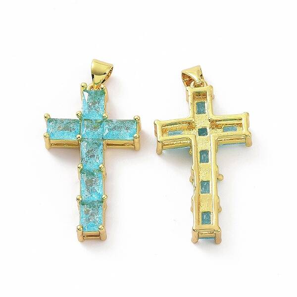 Brass Micro Pave Clear Cubic Zirconia Pendants