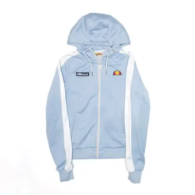 ELLESSE Cropped Sports Blue Full Zip Hoodie Womens XS